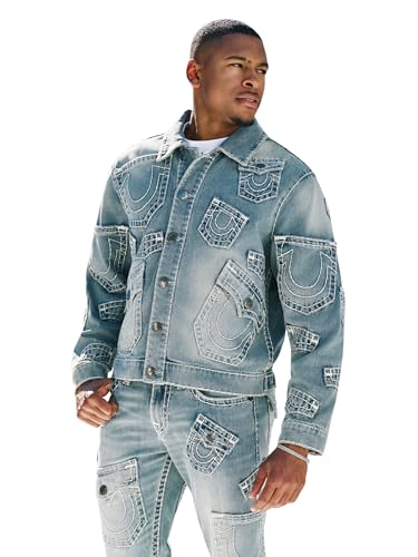 TRUE RELIGION フード付きデニムジャケット M True Religion Men's Super T Denim Multi Pocket Jacket – Red Super
