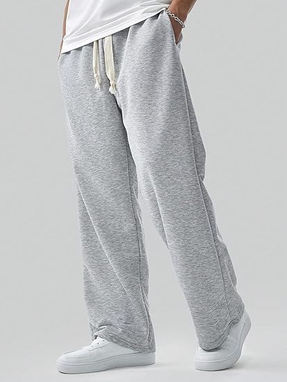 Image of Men's Premium Fleece Sweatpants, Soft Lightweight Lounge Pants with Elastic Drawstring Waist, Casual Athletic Straight-Leg Pants,