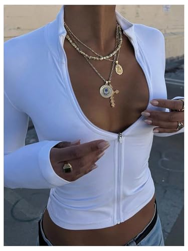 SOLY HUX Women's Full Zip Workout Running Crop Tops Athletic Jacket Long Sleeve Yoga Cropped Tee Shirts3