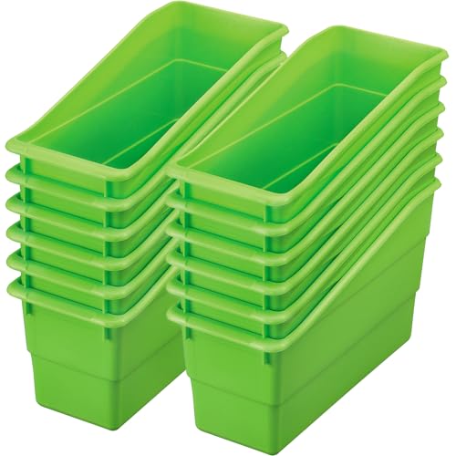 Image of Really Good Stuff Durable Book & Binder Holders, 12-Pack, Green Neon | 5.5 inch x 12.5 inch x 7.5 inch, Classroom Organization, Storage Solution, Sturdy & Versatile
