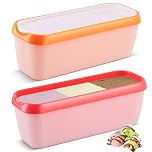 SMRONAR Ice Cream Containers, 2 Pack 1.5L Reusable Freezer Food Storage Containers with Lids, Dessert Storage Tubs for Homemade Ice Cream, Gelato, Frozen Yoghurt, Sorbet
