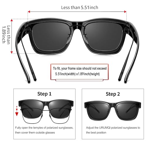 Image of URUMQI Polarized Sunglasses Fit Over Glasses for Men Women, Oversized Square Sun Glasses UV400 Protection