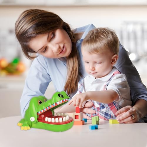 MociMoci Krokodil Spiel Croco Doc Spiel Spielzeug Krokodil Zähne,Action Geschicklichkeit für Familienspiel, Teste Dein Glück, für Kinder, Familienspiel, Partyspiel, Jungen Geschenk (Grün-S)