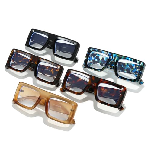 Lunettes de soleil polygonale transparente et look léopard rétro - 2
