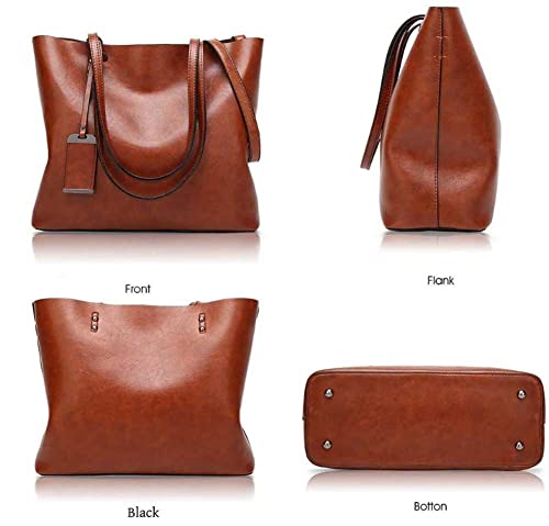 Womens Soft Leather Handbags Vintage Genuine Leather Tote Shoulder Bag Handbag Big Large Capacity Upgraded Brown,Brown2