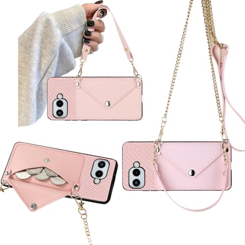 Étui T-Mobile REVVL 8 5G avec porte-carte et bandoulière amovible rose