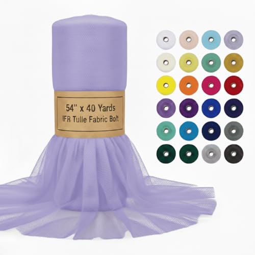 AK TRADING CO. 54" x 40 Yards IFR Tulle Fabric Bolt for Weddings, Decorations, Arts & Crafts, DIY Tutu Skirts & Costumes - Lavender
