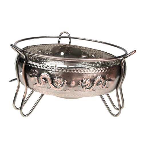 BESPORTBLE 小型携帯用アルコールストーブ ポットベース付き古製双龍火鍋コンロ キャンプ用軽量屋外調理器 保温と耐腐食性設計