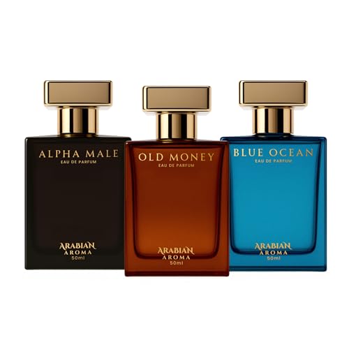 Image of Arabian Aroma Imperial Combo Perfume For Men, Premium And Long Lasting Fragarance, Eau De Parfum, Old Money, Alpha Male, Blue Ocean. (Pack of 3)