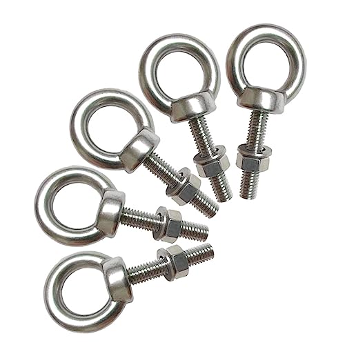 Image of Shoulder Eye Bolt, M6 Stainless Steel Eye Bolts1.2 Heavy Duty EyeBolts Screws, 5 PCS M6 (Thread Length 30mm), Accessories Include Nuts and Washers Set