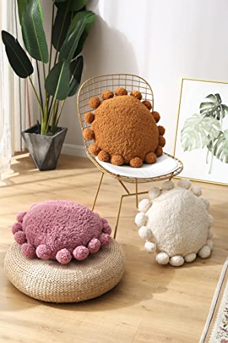 Strward Boho Decorative Throw Pillows Round Floor Cushion With Poms,Cute Floor Seating Plush Pillow For Kids Reading Nook,Home Decor For Chair Sofa Bed Put In Living Room Indoor Outdoor #TOP4