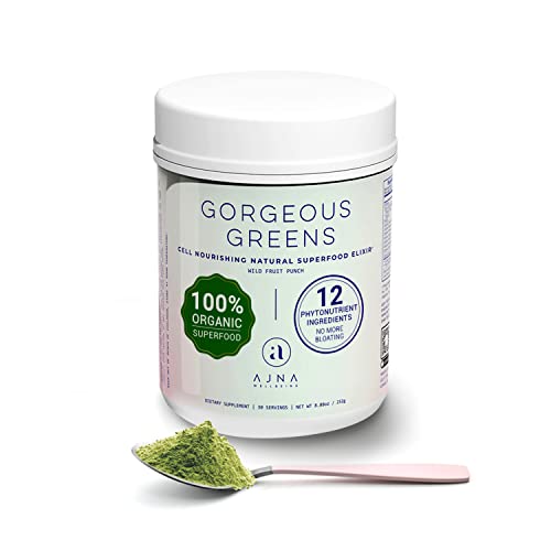 Gorgeous Greens SUPERFOOD Powder | Ajna Wellbeing Greens Powder for Detox | Greens for Bloating Reduction |Super Greens Powder for Brighter Skin and Immune System | Easy to take Greens Supplement