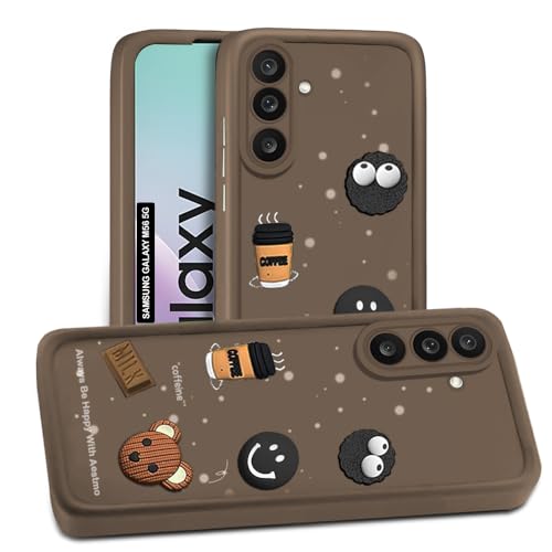 Image of AESTMO Back Case Cover for Samsung Galaxy M56 / F56 5G Cover | Cute Fun Cartoon | Coffee Silicone Case | Full Body Protection | Camera Protection Back Cover for Samsung Galaxy M56 / F56 5G (Brown)