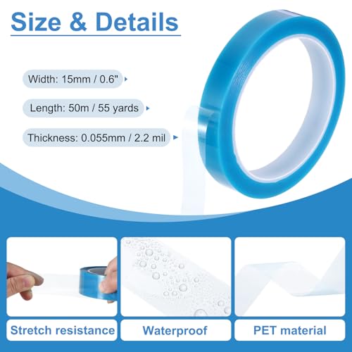 Image of PATIKIL 15mm x 50m Refrigerator Tape PET Fridge Non-Residual Adhesive Tape for Fixing Drawer Refrigerator Air Conditioner Printer Sky Blue