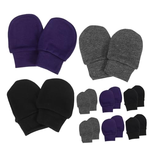 9 Pairs Scratch Mittens of Cozy Cotton Gloves for Newborn Boys and Warm Keeping No Scratch Mittens Grey for Comfort and Protection