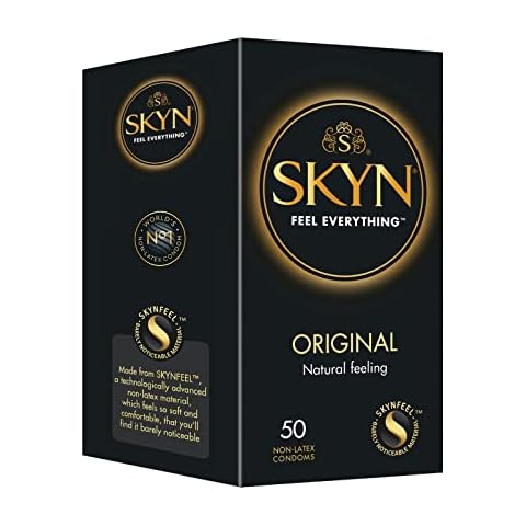 SKYN Original Kondome 50 Stück/Skynfeel Latexfreie Kondome für Männer, Gefühlsecht Hauchzart, Kondome 53mm Breite Cover