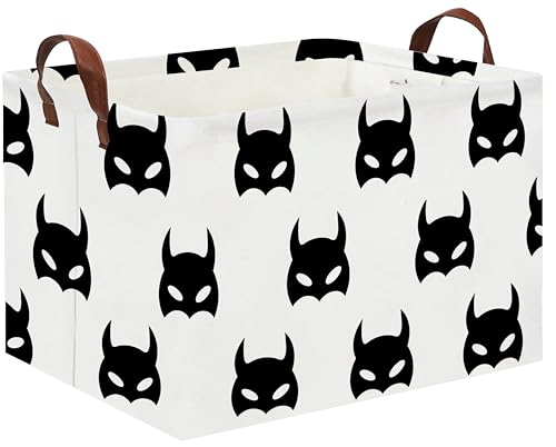 Image of HIYAGON Batman Basket Kids Storage Basket Cute Basket Empty Toy Storage Bin Organizer Box Rectangular Room Decor for Home Books(Black bats)