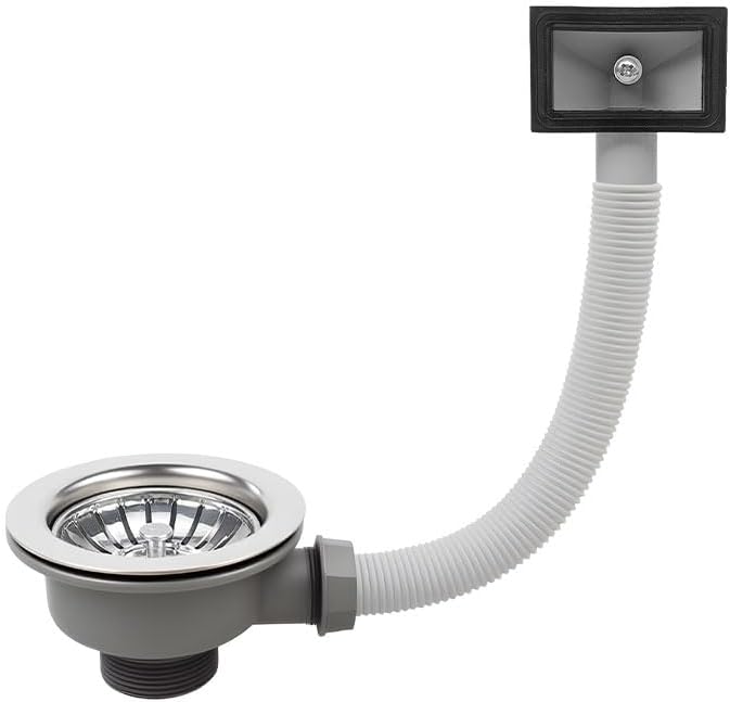 114mm Kitchen Sink Waste Accessory 1/2 ""basket Filter Waste Rectangular Overflow Stainless Steel Sink Waste Kit Suitable for Kitchen or Bathroom Sinks