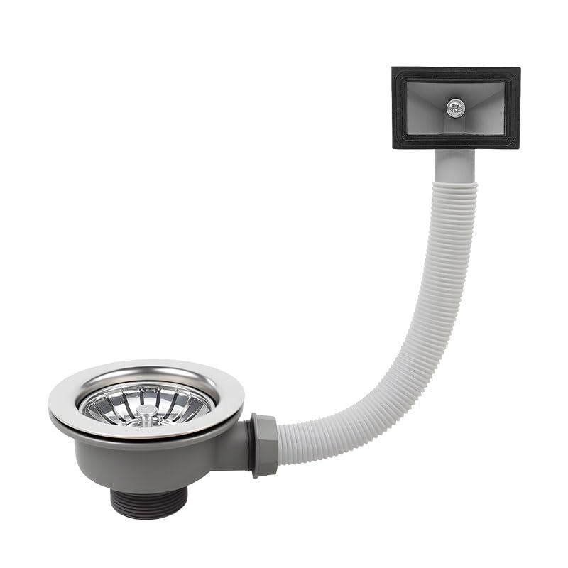Desagüe de fregadero de 114mm con rebosadero cuadrado y cesta de acero inoxidable de 1½ pulgadas