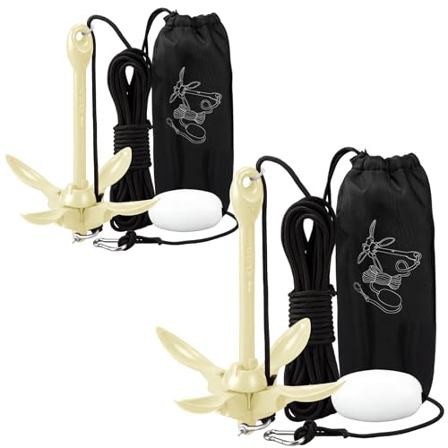 Image of Lounsweer 2 Pack 1.5 /3.5 lb Marine Kayak Anchor Kit Folding Grapnel Anchor Kit Boat Kayak Fishing Accessories for Small Boats Kayaks Canoe Paddle Boards