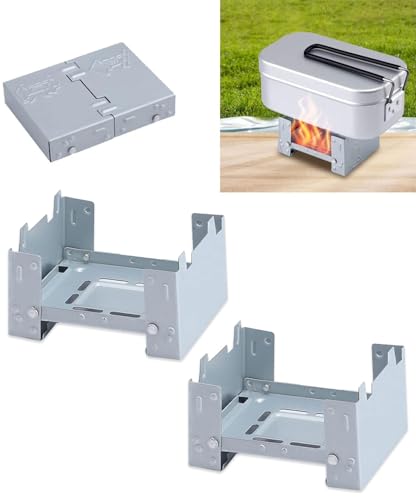 Azwood Estufa portátil de combustible sólido, 2 hornillas plegables de alcohol, quemador de horno de alcohol sólido grueso, mini estufa plegable para acampar solo, senderismo, picnic, barbacoa, tamaño