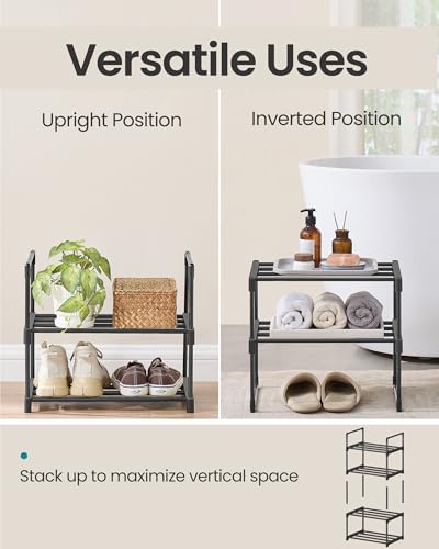 Image of SONGMICS Shoe Rack, 2-Tier Shoe Organizer, Metal Storage Shelf