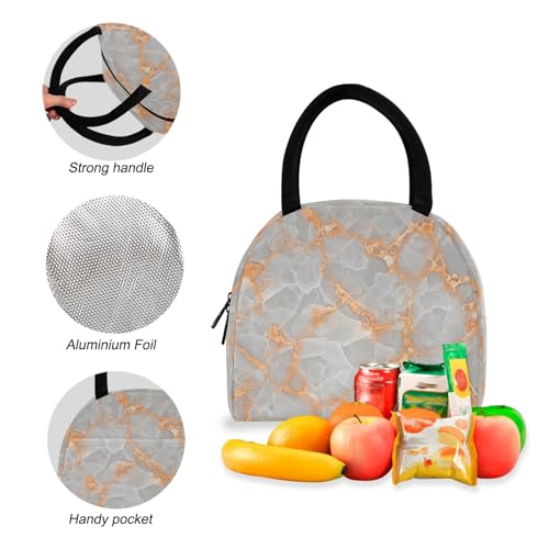 Set Backpack, Gray Orange Marble Cooler Backpack Waterproof, Backpacks Set for Girls4