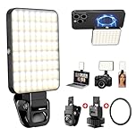 128 LED Rechargeable Portable Selfie Light Video Conference Lighting with Clip and Camera Tripod Adapter, 3 Lighting Modes, for Laptop/Phone, iPhone Camera, Youtube, TikTok, Makeup Vlog
