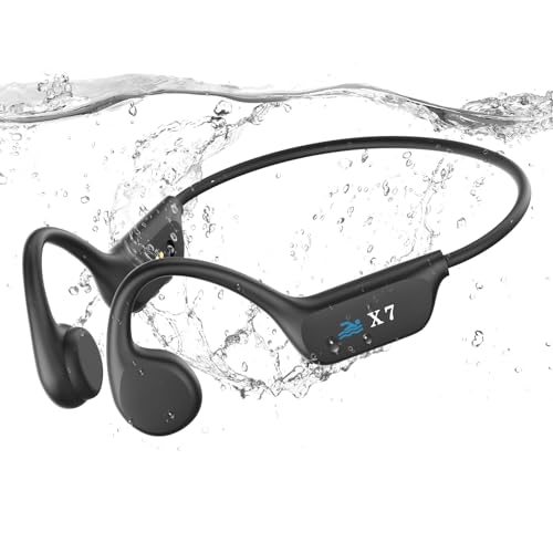 SAMVEK Swimming Headphones Bone Conduction Headphones, IP68 Waterproof Wireless Earphones built-in MP3 player 32G Memory,Underwater Swimming Headphone, Bluetooth 5.4 Open Earphone for Running, Cycling