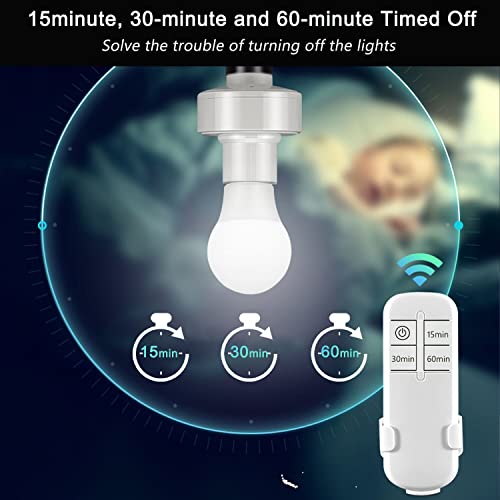Remote Control Light Bulb Socket, Bukeer E26 E27 Bulb Lamp Holder With Remote Control And 15/30/60 Min Timer #TOP2