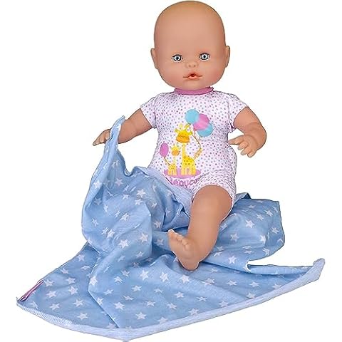 Nenuco Soft Baby Doll with Rattle Bottle, Colored Outfits, Soft Blanket, 14" Doll Cover