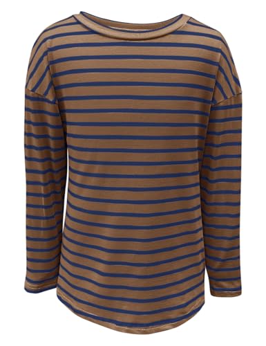 Image of Fanway&EC Girls Casual Long Sleeve T Shirts Basic Crewneck Striped Tunic Blouses Tops