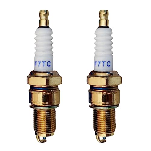 Bujía de Repuesto para Cortacésped,Bujía de Dos Tiempos Universal,Kit de Vela de Bujías,Reemplazar las Bujías,para Recortadoras,Motosierras,Desbrozadoras y Cortadoras de Césped 2 Piezas F7TC Tokaneit