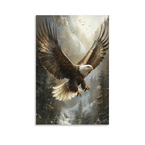Impression sur toile d'aigle moderne grand format pour salon chic