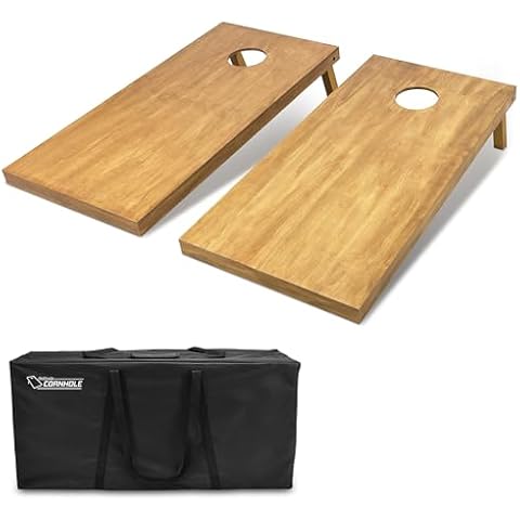 GoSports 4 ft x 2 ft Regulation Size Wooden Cornhole Boards Set - Includes Carrying Case - Full Regulation Size Bean Bag Toss Boards Cover
