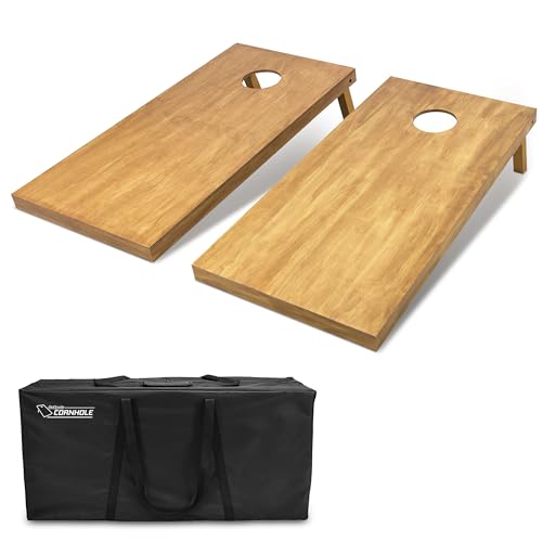 GoSports 4 ft x 2 ft Regulation Size Wooden Cornhole Boards Set - Includes Carrying Case - Full Regulation Size Bean Bag Toss Boards by GoSports - Used condition - US$123.49