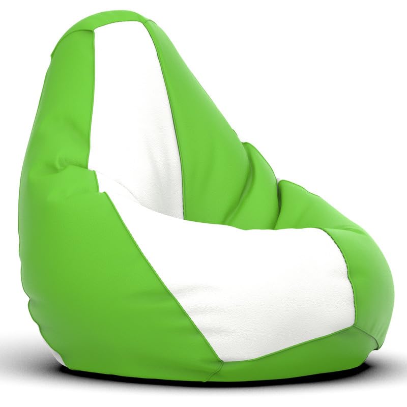 Image of Biggie Bean Bag 2XL Bean Bag Chair with Beans Filled-Perfect for Living Room,Bedroom,Study-Sale Design(Regular-Parrot-Green White)-Faux Leather