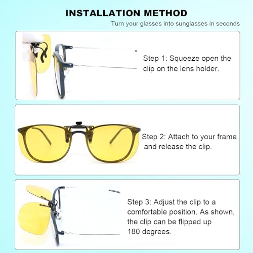 Image of MONICE Fishing Clip on Flip up Polarized Sunglasses Fit Over Prescription Glasses Driving UV Protection Gift Men Women