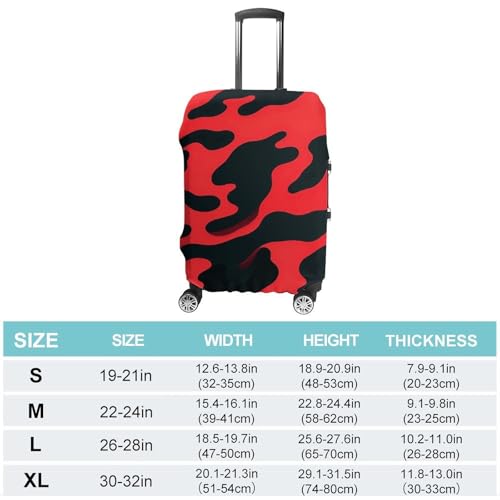 Red And Black Camouflage Elastic Luggage Cover Suitcase Protector for 19-32 Inch Suitcases | Universal Stretchable Travel Bag Cover | Anti-Scratch, Washable with Zipper Closure L2