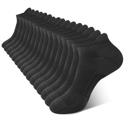Image of BAMBOO COOL Men's Ankle Socks Moisture Wicking Breathable Odor Control Athletic Cushioned Running Socks Arch Support 8 Pack