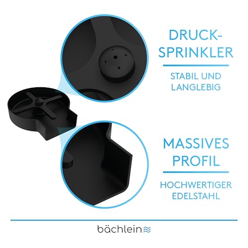 Bächlein Glasreiniger (Matt Schwarz) Glasspüler aus Edelstahl - Gläserdusche inklusive T-Verteiler und Flexschlauch - Automatischer Spüler für die Küche