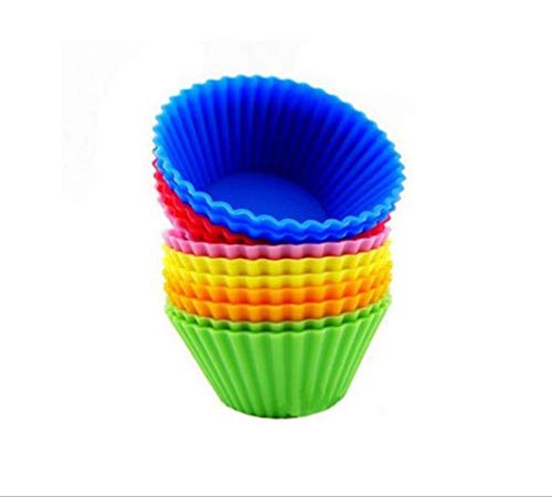 YUEMING 12 Piezas Molde de Silicona para Hornear moldes para pastelería Mini Tazas de Silicona Reutilizables y antiadherentes para Hornear,Set de 6 Colores de sartén Antiadherente