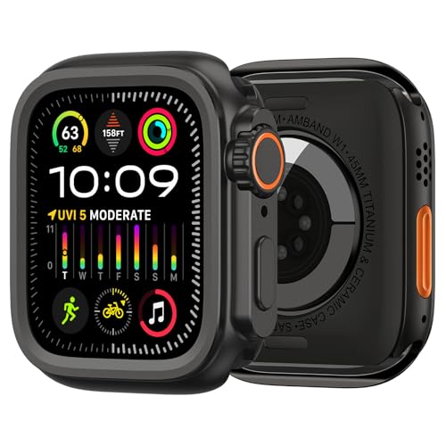 Cadre de protection montre Apple Watch S8 S7 45mm coque métal urbaine CZKE noire