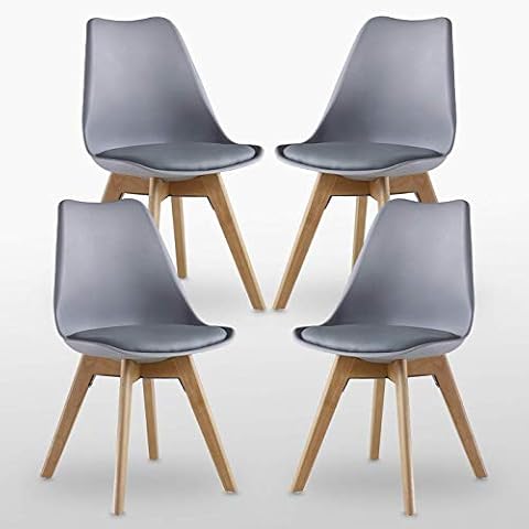 Life Interiors Lorenzo Retro Dining Chair 4-Piece Set, Grey Cover