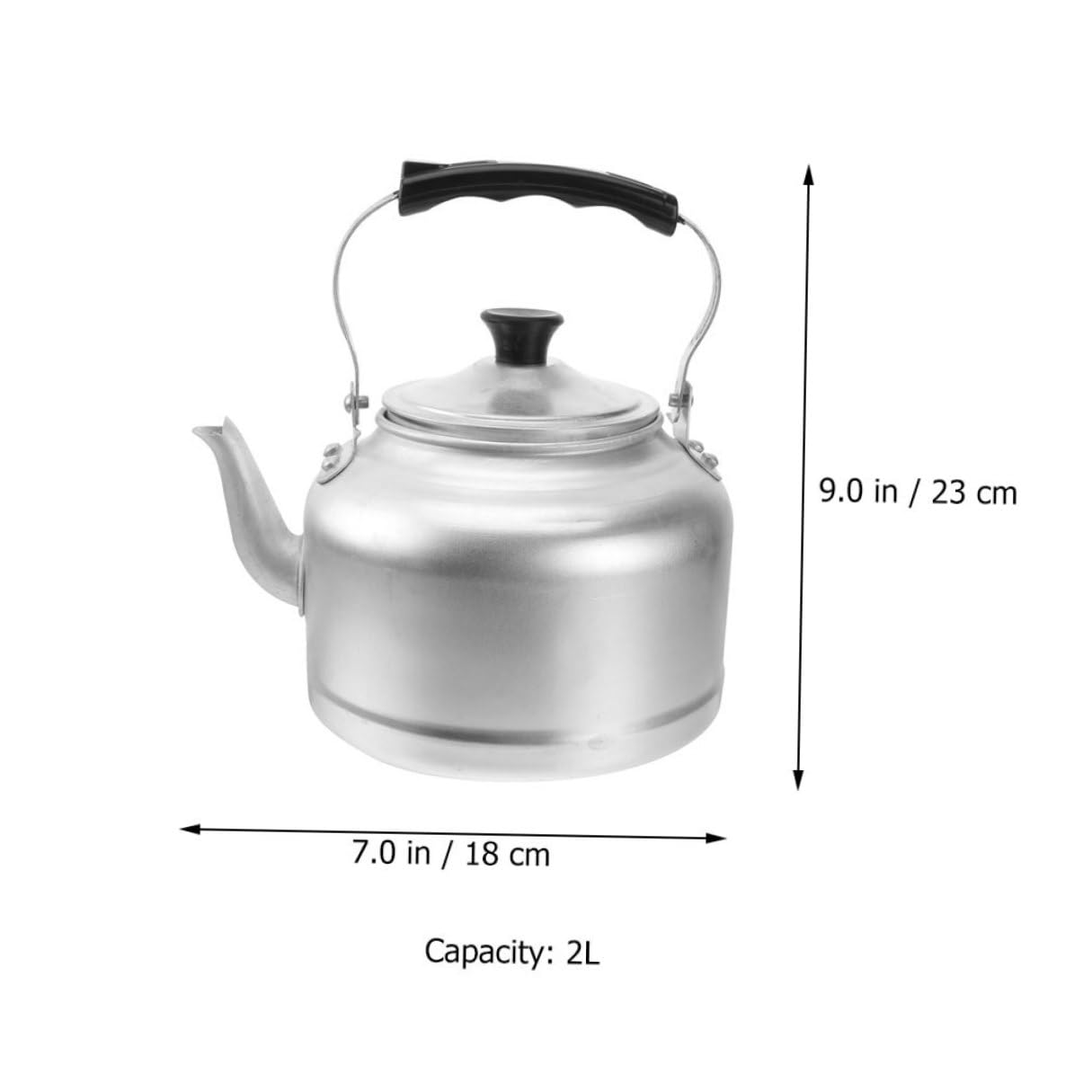 SHOWERORO Hervidor de Agua Retro de Aluminio Grueso 2l Tetera Segura y Sanitaria para Hacer Té y Bebidas Diseño Clásico Color Plata Estilo Aleatorio