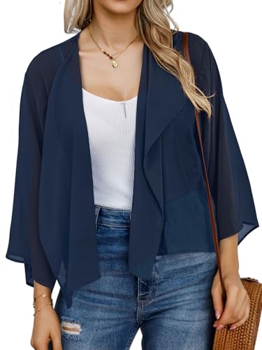 Image of Womens Summer Tops Short Shrugs Kimono Cardigans Casual Chiffon Bolero Jackets 2026