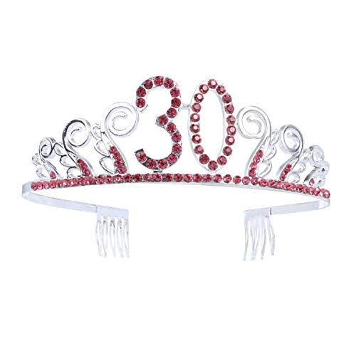 Faneli 30 Geburtstag Krone Diadem Tiara mit Haarkamm Kristall Strass Silber, Krone 18 Geburtstag Silber Kristall Tiara Krone für Geburtstagsfeiern oder Geburtstagskuchen Cover