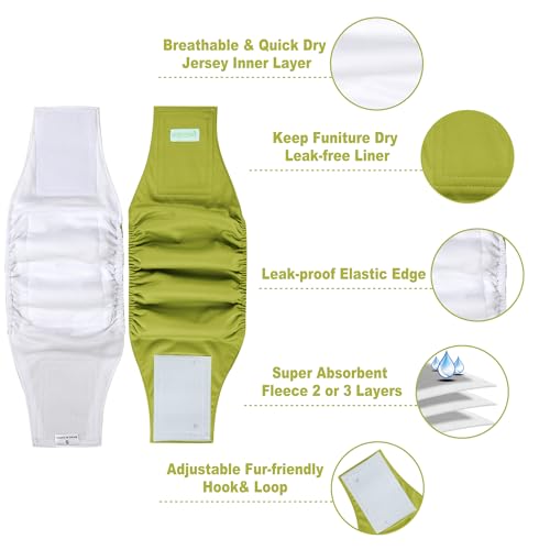 Image of wegreeco Small Dog Diapers Male,Reusable Belly Bands for Male Dogs,Washable Doggie Puppy Male Diapers Wraps,Medium Large Size (5 Pack Large, Earth Tone)