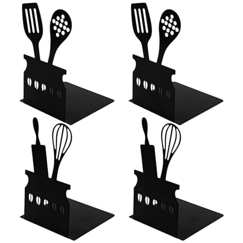 LdawyDE Fermalibri, 4 pezzi Ferma Libri per Libreria in Metallo Portalibri Scaffale da tavolo Reggilibri da scrivania Fermalibri per mensole Nero…