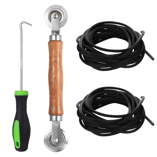 Herramienta para Mosquitera Enrollable Ventana, Gancho de Herramienta para Mosquiteras Enrollables y Tubo de Goma 5 mm x 10 m para Puertas Mosquitera, Reparación de Instalación de Tiras de Goma